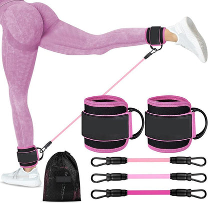 Ankle Bands with Cuffs, Ankle Bands for Working Out, Ankle Band Cuff for Kickbacks Hip, Leg Glute Exercise Equipment with Training Poster, Band with Ankle Cuffs for Women Booty Lifting Resistance Fitness Accessory Sculpted Lower Body Workout Set