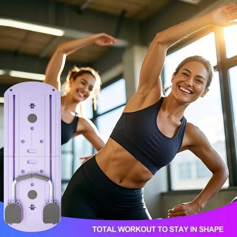 Integrated Foldable Portable Home Pilates Board and Reformer Kit|Compact Design All-In-One Fitness Machine for Women| (Purple, Green, Black)