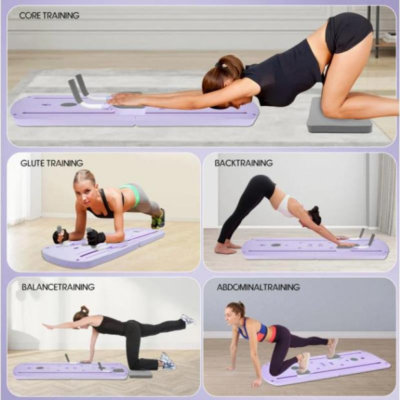 Integrated Foldable Portable Home Pilates Board and Reformer Kit|Compact Design All-In-One Fitness Machine for Women| (Purple, Green, Black)