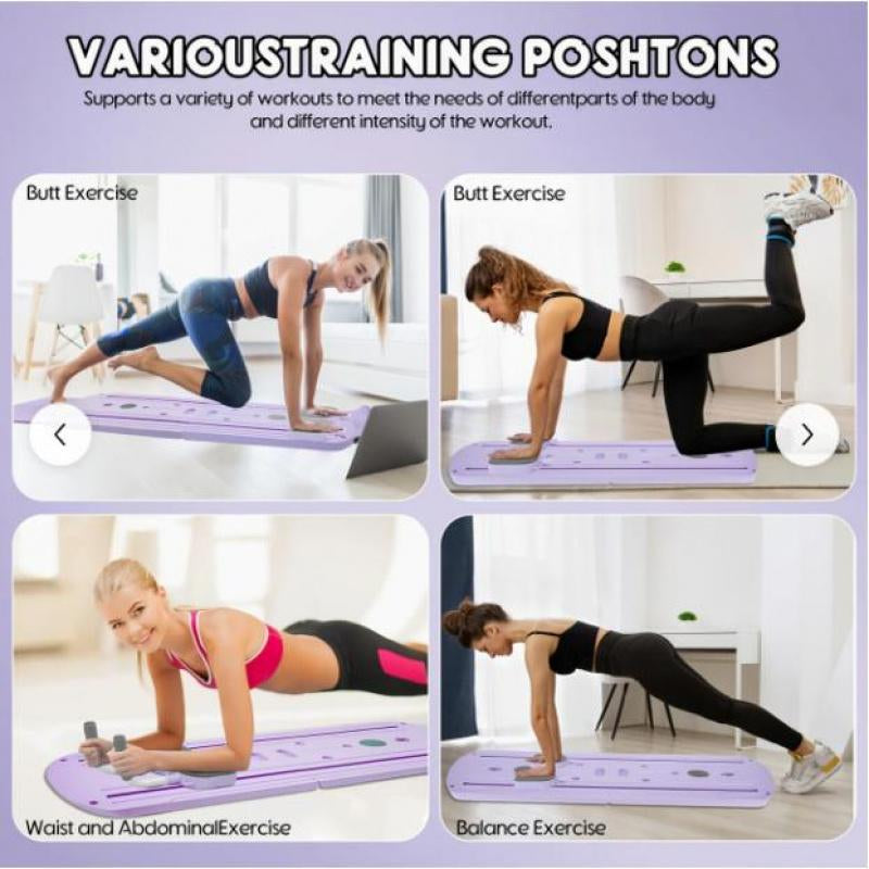 Integrated Foldable Portable Home Pilates Board and Reformer Kit|Compact Design All-In-One Fitness Machine for Women| (Purple, Green, Black)