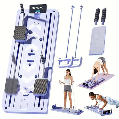 Integrated Foldable Portable Home Pilates Board and Reformer Kit|Compact Design All-In-One Fitness Machine for Women| (Purple, Green, Black)