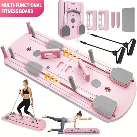 Integrated Foldable Portable Home Pilates Board and Reformer Kit|Compact Design All-In-One Fitness Machine for Women| (Purple, Green, Black)