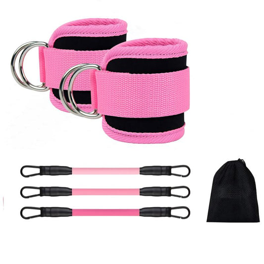 Ankle Bands with Cuffs, Ankle Bands for Working Out, Ankle Band Cuff for Kickbacks Hip, Leg Glute Exercise Equipment with Training Poster, Band with Ankle Cuffs for Women Booty Lifting Resistance Fitness Accessory Sculpted Lower Body Workout Set