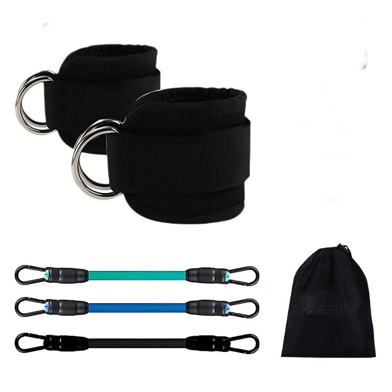 Ankle Bands with Cuffs, Ankle Bands for Working Out, Ankle Band Cuff for Kickbacks Hip, Leg Glute Exercise Equipment with Training Poster, Band with Ankle Cuffs for Women Booty Lifting Resistance Fitness Accessory Sculpted Lower Body Workout Set