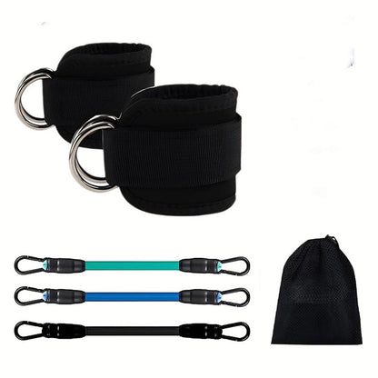 Ankle Bands with Cuffs, Ankle Bands for Working Out, Ankle Band Cuff for Kickbacks Hip, Leg Glute Exercise Equipment with Training Poster, Band with Ankle Cuffs for Women Booty Lifting Resistance Fitness Accessory Sculpted Lower Body Workout Set